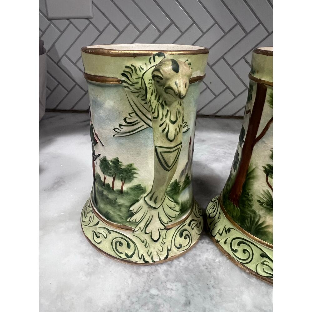 Vintage MCM Meakin Haynes Tankard Mug Set Medieval Hunting Scene England